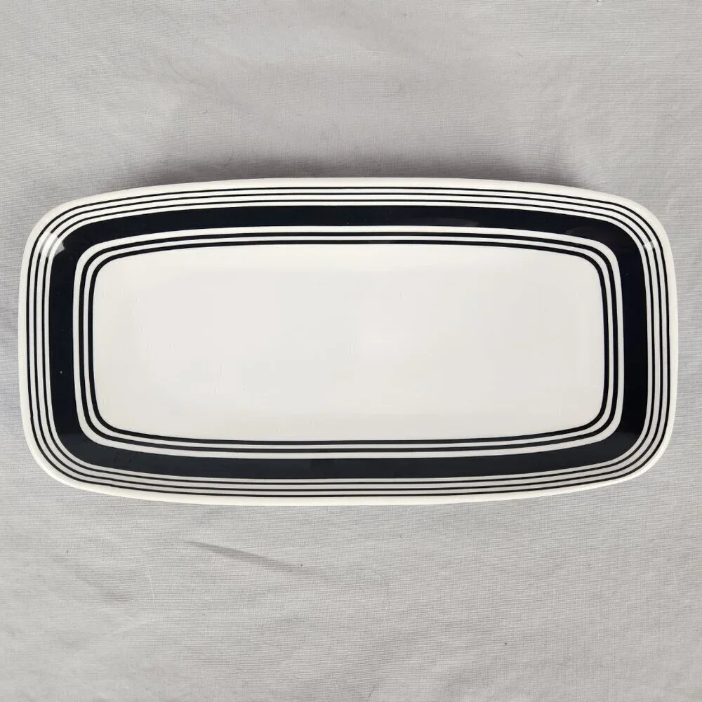 Tar Hong Rectangle Sushi Plates Set of 4 Black White Melamine Dishwasher Safe